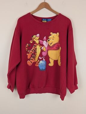 Vintage Red Winnie The Pooh with Tigger and Piglet Sweatshirt